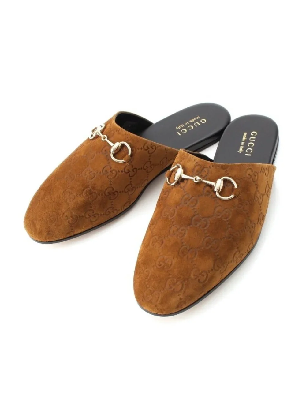 Gucci Horsebit Suede Sandals Shoes Slippers Beige